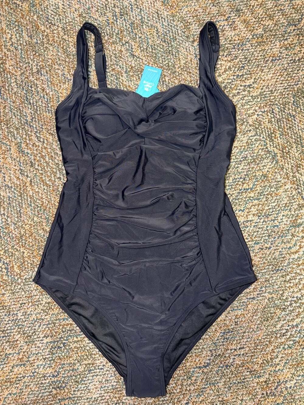 Cupshe NWT Black Sweetheart Tummy Control Ruched One Piece Swimsuit, Size L